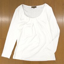 美品 Ballsey ボールジィ ストレッチ オープンカラー カットソー 38(M) 白 ホワイト 日本製 長袖 Tシャツ ロンT 女性用 トゥモローランド_画像1