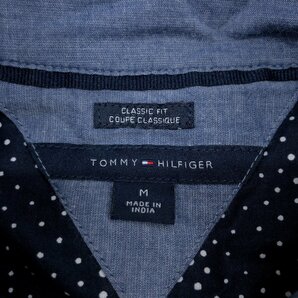 TOMMY HILFIGER トミーヒルフィガー 総柄 シャツ L 濃紺 ネイビー 長袖 ブラウス 国内正規品 レディース 女性用の画像3