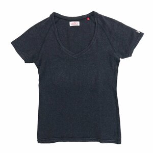 HR MARKET ハリウッドランチマーケット ロゴ刺繍 ストレッチ カットソー 2(M) チャコールグレー 日本製 半袖 Tシャツ レディース ハリラン