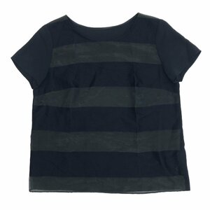 美品 INDIVI インディヴィ シアー カットソー 38(M) 黒 ブラック 日本製 半袖 シースルー Tシャツ シャツ ブラウス 国内正規品 レディース