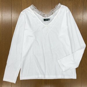 ITEMS URBAN RESEARCH アーバンリサーチ レース装飾 カットソー free 白 ホワイト Tシャツ 長袖 ロンT 女性用 婦人 レディース