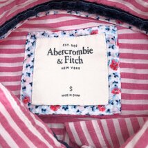 Abercrombie&Fitch アバクロンビー&フィッチ ロゴ刺繍 ストライプ シャツ S ホワイト×ピンク 長袖 ブラウス 国内正規品 女性用 アメカジ_画像3