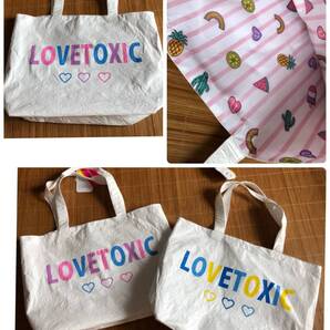 新品ラブトキシックプールバッグ 海ビーチ潮干狩りスポーツにもLOVETOXIC 普段使いにも可愛い しわしわトロピカル柄ピンク 色違い有り