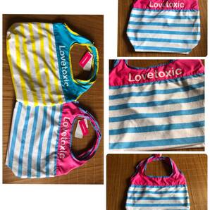 新品ラブトキシックプールバッグ 海ビーチ潮干狩りスポーツにもLOVETOXIC 普段使いにも可愛い パイル【ボーダーブルー 】色違い有雑誌掲載