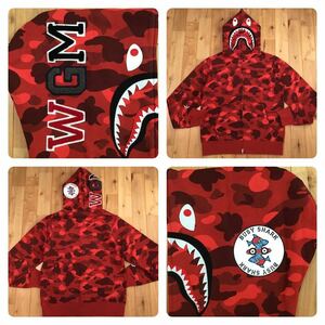 ★美品★ Red camo シャーク パーカー Lサイズ shark full zip hoodie a bathing ape BAPE エイプ ベイプ アベイシングエイプ 迷彩 WGM z4