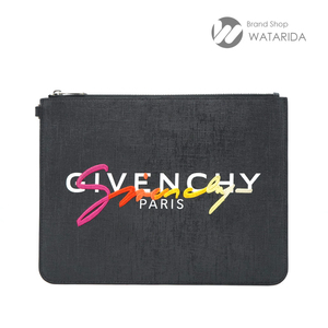 ジバンシイ GIVENCHY バッグ 刺繍 筆記体 ロゴ クラッチバッグ セカンドバッグ レザー ブラック マルチカラー 保存袋付 送料無料