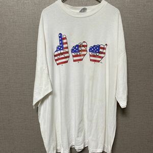 90s USA製 ビンテージ ヴィンテージ Tシャツ tee アメリカ製 古着 オールド アート art 手話 星条旗 ロゴ ストリート ビッグサイズ バンド