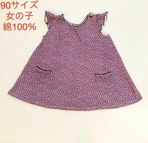 ユニクロ ベビー服 90 女の子 ノースリーブワンピース チュニック　花柄　おしゃれ