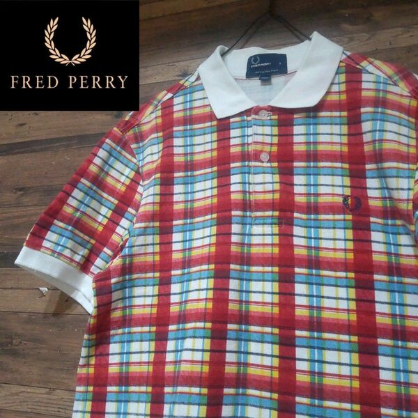 【レアデザイン】FRED PERRY　フレッドペリー チェック柄　ポロシャツ