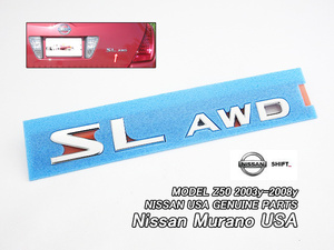 ムラーノZ50【NISSAN】ニッサンMURANO純正USエンブレム-リアSL-AWD文字/USDM北米仕様USAムラノSLAWD海外SUVラグジュアリー4輪駆動4WD米国