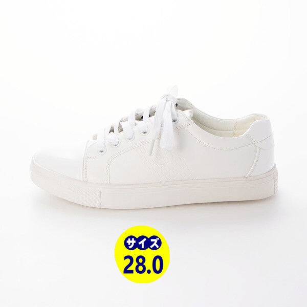 新品、訳あり商品、送料無料!『21108-WHT-280』男女兼用・スムース&エナメル2トーンデッキシューズ・スニーカー