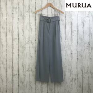 MURUA ムルーア ハイウエストタックワイドパンツ 1サイズ　ブルー　スタイルアップ効果　S5.1-108　USED