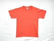 デッドストック Anvil 90s 丸胴 オレンジ クルーネック Tシャツ 無地 ヴィンテージ USA製コットン アンビル Hanes Beefy アメリカ製 米国製_画像3