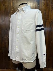 K866 men's shirt champion Champion oxford white long sleeve Logo / M nationwide equal postage 520 jpy 