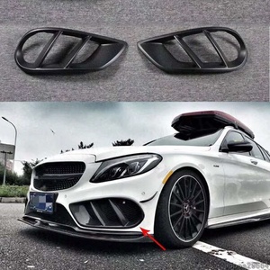 ♪【送料無料】ベンツ cクラス W205 C63 AMG C180 c200 15-17 カーボンファイバーフロントバンパーエアベントカバートリムメッシュグリル