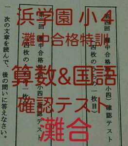 浜学園　小４　灘中合格特訓　算数&国語　確認テスト　１年分　灘合