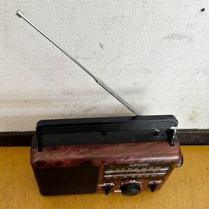【動作品】オーム電機 Audio Comm AM/FMラジオ 2バンド ポータブルラジオ RAD-F600Y 持ち運び可能 木目調
