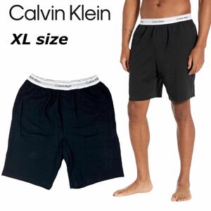 カルバンクライン ボトムス NM2303 ハーフパンツ ショートパンツ ブラック XLサイズ メンズ ウエストロゴ CALVIN KLEIN SLEEP SHORT 新品