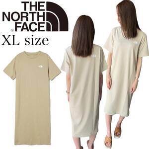 ノースフェイス 半袖 ワンピース NT7ZP40A レディース ベージュ XLサイズ ひざ下丈 THE NORTH FACE W'S COTTON S/S ONEPIECE 新品