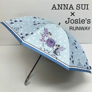 新品52063　ANNA SUIアナスイ×Josie’s RUNWAY ジョシーズランウェイ＊ブルー　遮光９９％遮蔽率９９％以上遮熱　晴雨兼用日傘雨傘