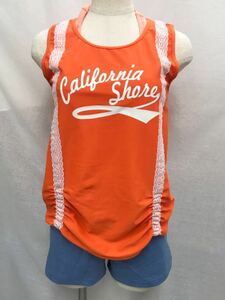 10592 新品 カリフォルニアショア CALIFORNIA SHORE 9号　オレンジ　タンクトップ付 ビキニ ショートパンツ４点セット レディース 水着