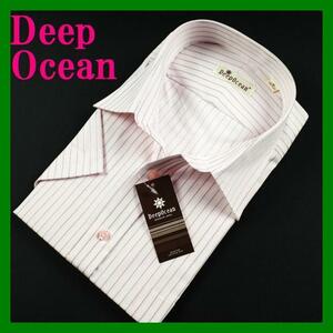 ４７Deep Ocean半袖レギュラーカラーシャツ 43 ストライプピンク