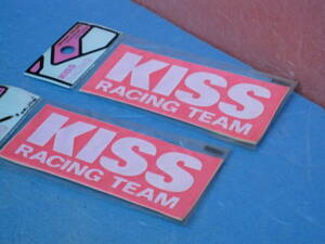 ☆★当時物キジマ★ＫＩＳＳピンク蛍光色　2枚セット【１００ミリX４５ミリ】KISS RACING TEAM ステッカー★