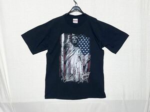 【'90 BAYSIDE】ベイサイド 自由の女神 Tシャツ USA製 ニューヨーク ブラック クロ サイズL ヴィンテージ アメリカ