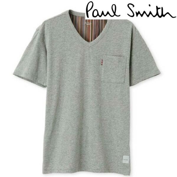 【新品タグ付き】ポールスミス 半袖VネックTシャツ メンズLL グレー杢