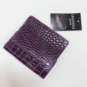 クロコダイル crocodile 鰐革 ワニ革 財布 折財布 折り財布 ミニ財布 コンパクト財布 パープル