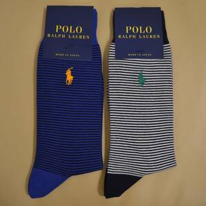 新品 未使用 タグ付き 男性  POLO RALPH LAUREN  ポロラルフローレン  綿混ソックス２足セット 日本製 送料無料の画像1