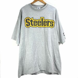 ■ 90s 90年代 ビンテージ USA製 STARTER NFL Pittsburgh Steelers スティーラーズ プリント 半袖 Tシャツ サイズXXL グレー アメフト ■