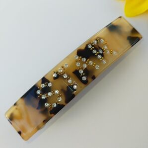 べっ甲風アルファベットSTARバレッタ アセテート 8.4cm/1.8cm 髪飾り NO.84