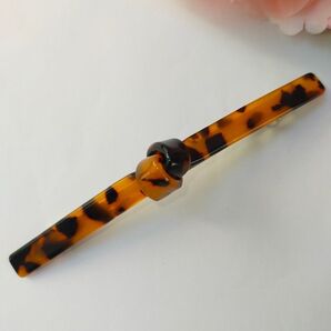濃いべっ甲柄結びバレッタ アセテートアクセサリー 12cm/0.8cm 髪飾り 大人気 NO.82