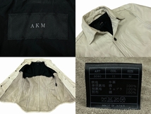 送無 定価189,000 AKM エイケイエム S090 wrinkle leather shirt シワ エイジング 加工 ウォッシャブル ウィンクル カーフ レザー シャツ M_画像9