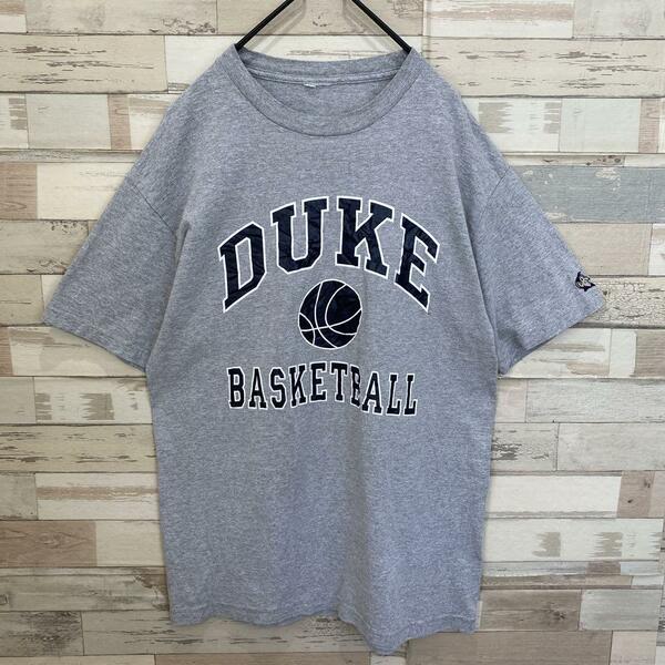 DUKE デューク大学 US古着 カレッジTシャツ アメカジ Lサイズ 古着男女　グレー　バスケット　刺繍　ワッペン