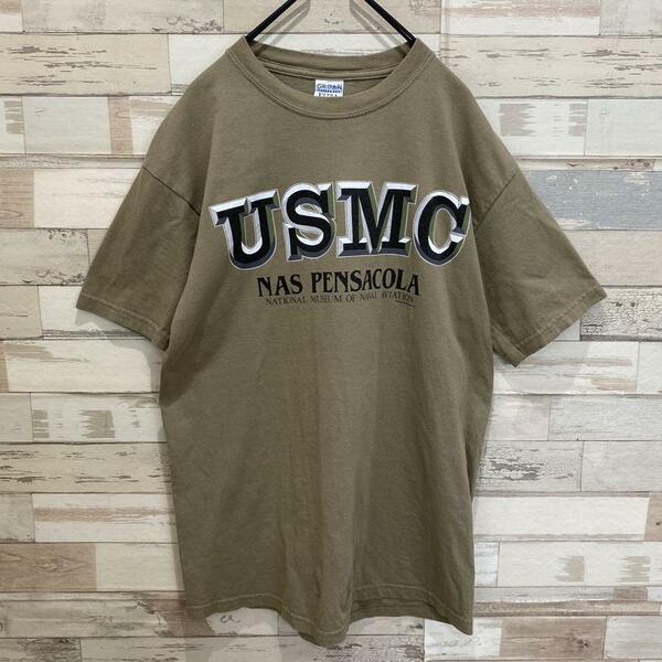 US古着 カレッジTシャツ アメカジ M 男女 カーキー アースカラー USMC