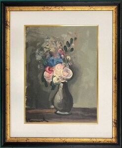 【特価】　≪　 モーリス・ド・ヴラマンク 　≫　　 オリジナル【手彩色石版画】　 BOUQUET DE FLEURS 1958年　 MOURICE DE VLAMINCK