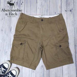 未使用☆Abercrombie＆Fitch アバンクロンビーアンドフィッチ☆アバクロ ミリタリー カーゴ ハーフパンツ ショーツW34 S796