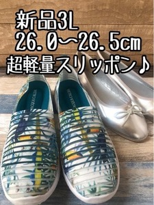  new goods *3L26.0~26.5.! super light weight botanikaru pattern slip-on shoes & silver ....*k419
