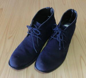スウェード　革靴　ネイビー　紺　GLBB-003 NV M ジップアップ　ヒモ　４２　26cm