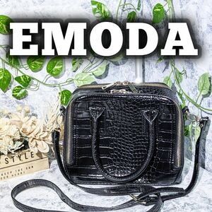 EMODA エモダ クロコ型押し 黒 2wayバック ショルダーバッグ ハンドバック 