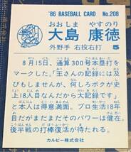 1986年 カルビー　大島康徳　中日ドラゴンズ　No.208 ☆デッドストック開封品☆ ☆美品☆_画像2