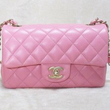 CHANEL シャネル ミニマトラッセ チェーンショルダーバッグ 20 クラシック フラップ ピンク 美品_画像2