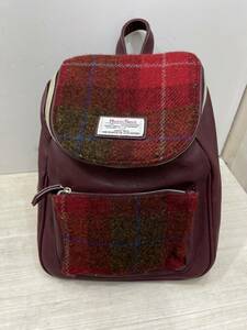 送料無料S75901 harris tweed ハリスツイード ミニリュック エンジ 多機能 大容量 リュック レディース リュックサック 良品