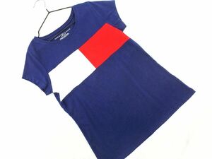 ネコポスOK トミーヒルフィガー ロゴ Tシャツ size12/14(160cm)/紺 ■◆ ☆ dfa2 子供服