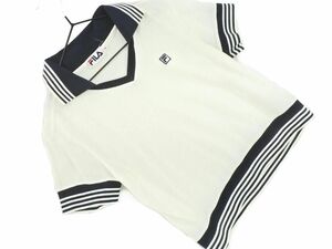 ネコポスOK FILA フィラ カノコ ロゴ カットソー sizeS/白ｘ紺 ■◆ ☆ dfa5 レディース