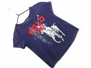 ネコポスOK POLO RALPH LAUREN ポロ ラルフローレン ロゴ プリント Tシャツ size80cm/紺 ■◆ ☆ dfa6 子供服