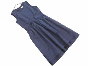  Natural Beauty Basic check One-piece sizeL/ navy blue #* * dfa6 lady's 