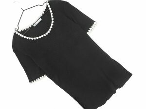 ネコポスOK ZARA ザラ リブ カットソー sizeL/黒 ■◆ ☆ dfa8 レディース